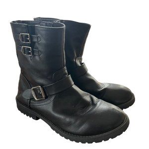 Women's Frye Veronica Strap Black Leather Bootie Motorcycle Boots Size 6.5